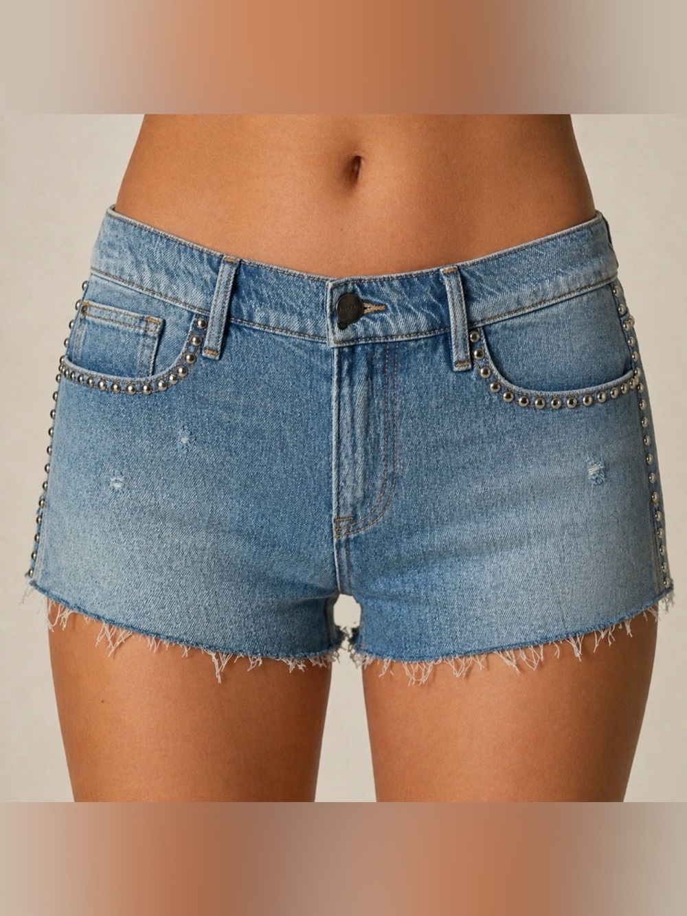 Frame Denim Light Blue Studded Cutoff Jean Shorts
